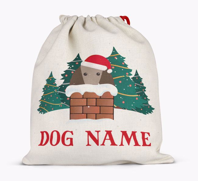 Peeking Dog with Santa Hat: Personalised {breedFullName} Santa Sack 